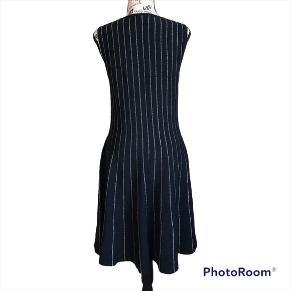 Bar Iii Dublin Metallix-piping Fit Flare Dress - Black - Picture 2 of 6